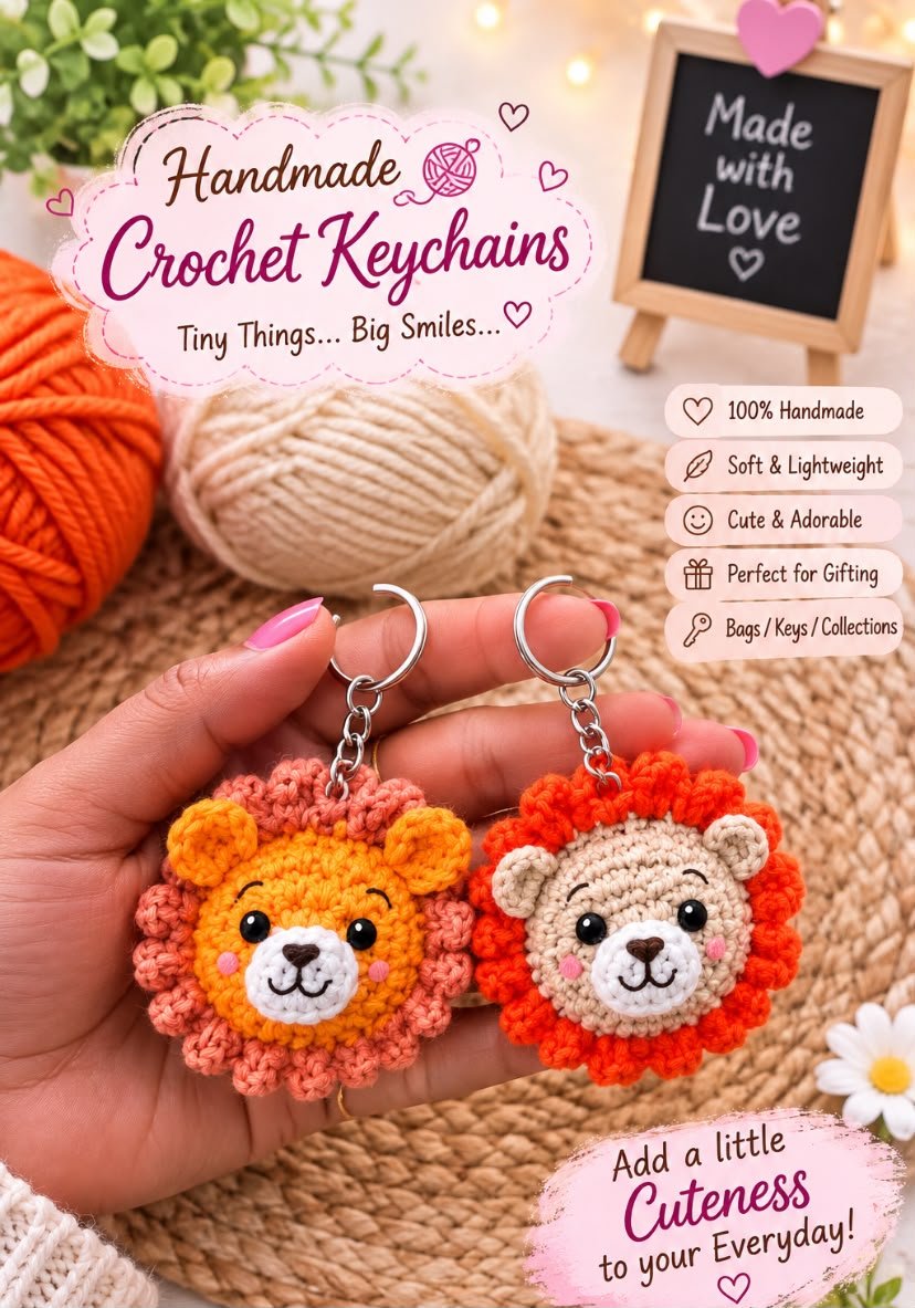     Sunny Lion Crochet Keychain