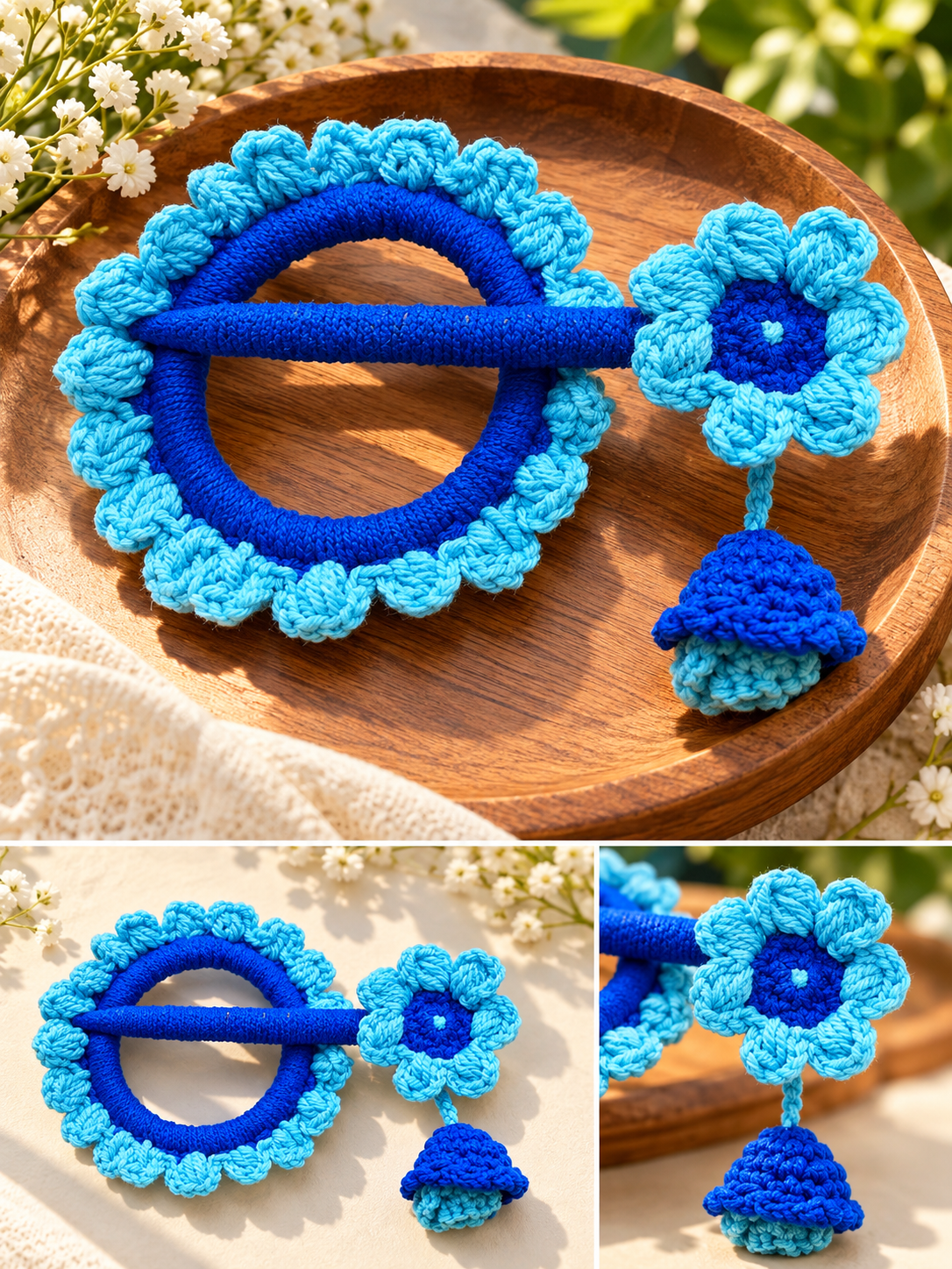 Azure Bloom Crochet Hair Stick photo 3 of 3