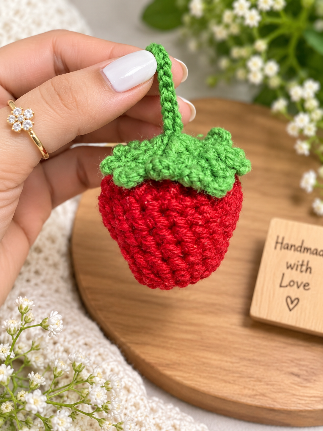 Crochet Apple Keychain