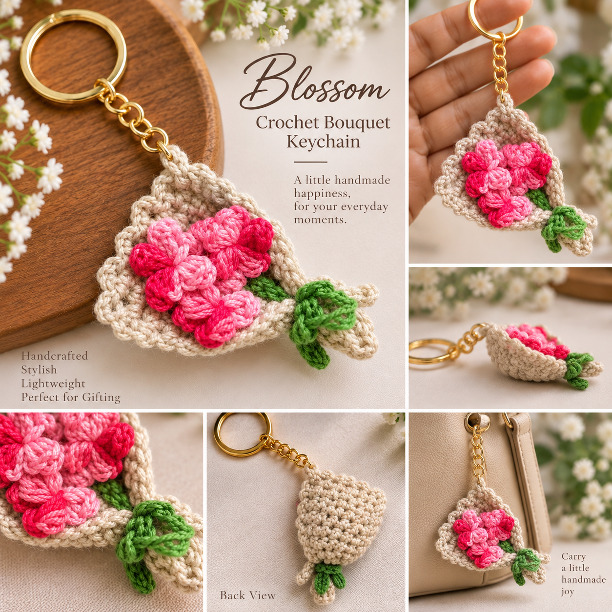 Blossom Crochet Bouquet Keychain photo 2 of 2