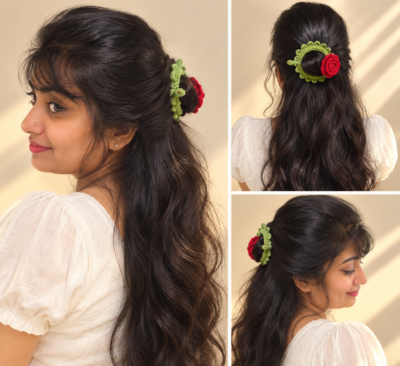 Crochet Rose Hair Tie photo 2 of 4